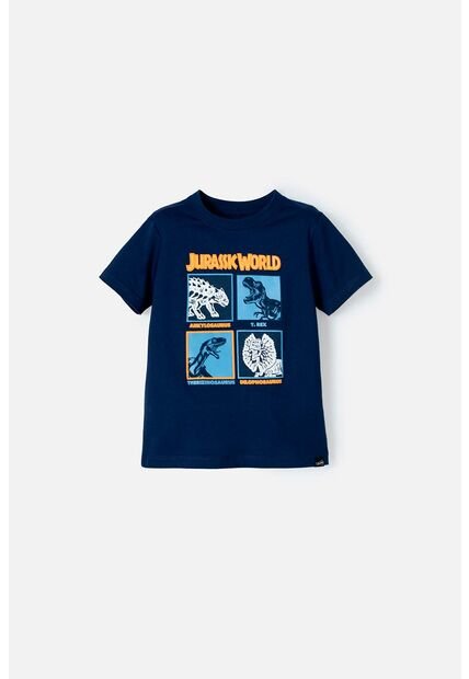 Camiseta De Jurassic World Manga Corta Azul Para Niño 4T