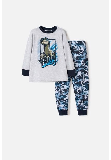 Pijama De Jurassic World Gris Y Azul De Pantalón Largo Para Niño 2T A 5T 5T