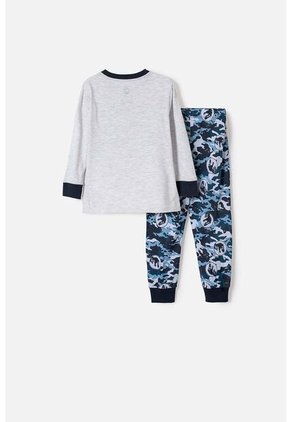 Pijama De Jurassic World Gris Y Azul De Pantalón Largo Para Niño 2T A 5T 5T