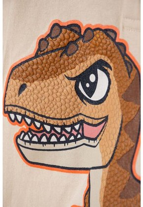 Camiseta Tipo Polo Jurassic World Manga Corta Almendra Para Niño 2T A 6T 4T