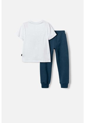Conjunto De Jurassic World Blanco Y Azul De Pantalón Largo Para Niño 2T A 5T 4T