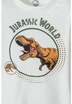 Camiseta De Jurassic World Manga Corta Marfil Para Niño 2T A 5T 4T
