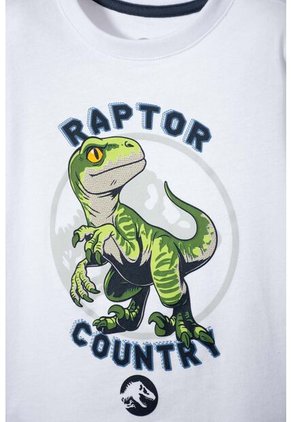 Conjunto De Jurassic World Blanco Y Azul De Pantalón Largo Para Niño 2T A 5T 3T