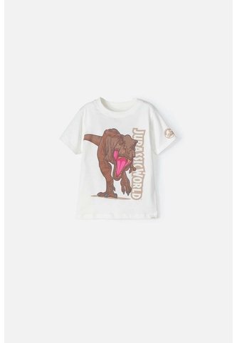 Camiseta De Jurassic Manga Corta Blanca Para Niño 2T A 5T 3T Universal