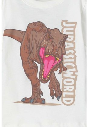 Camiseta De Jurassic Manga Corta Blanca Para Niño 2T A 5T 3T