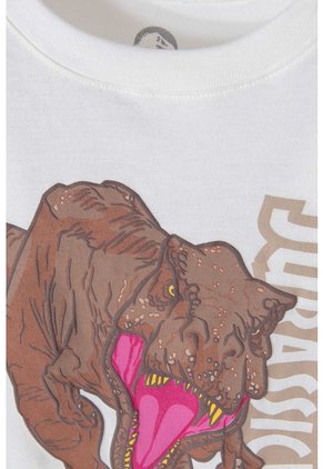 Camiseta De Jurassic Manga Corta Blanca Para Niño 2T A 5T 3T