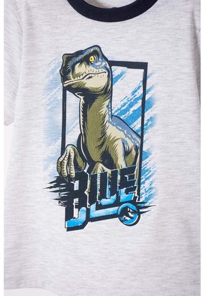 Pijama De Jurassic World Gris Y Azul De Camiseta Manga Corta Para Niño 2T A 5T 3T