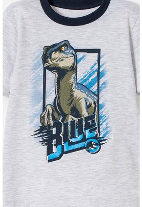 Pijama De Jurassic World Gris Y Azul De Camiseta Manga Corta Para Niño 2T A 5T 3T