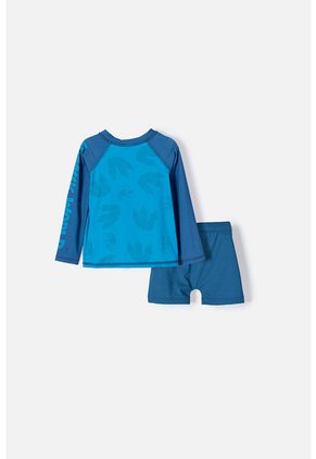 Conjunto De Baño De Jurassic World Azul De Camiseta Manga Larga Para Niño 2T A 5T 4T