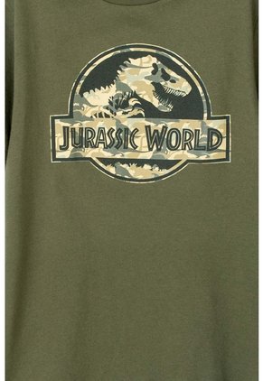 Camiseta De Jurassic World Manga Corta Verde Militar Para Niño 6