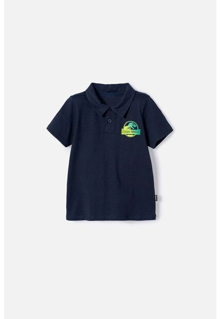 Camiseta Tipo Polo De Jurassic World Azul Oscura Niño 2T A 5T 5T