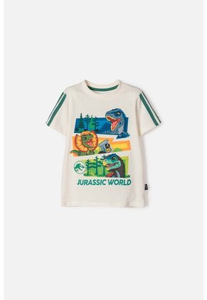 Camiseta De Jurassic World Manga Corta Marfil Para Niño 2T A 6T 2T