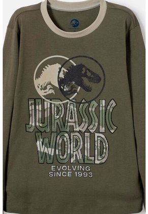 Pijama De Jurassic World Verde De Manga Larga Para Niño 12