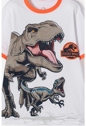 Camiseta De Jurassic World Manga Corta Blanco Para Niño 14