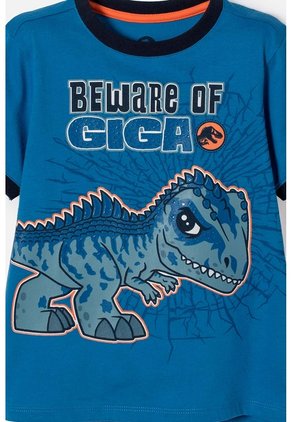 Camiseta De Jurassic World Manga Corta Azul Para Niño 2T A 6T 4T