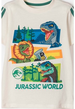 Camiseta De Jurassic World Manga Corta Marfil Para Niño 2T A 6T 4T