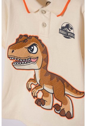 Camiseta Tipo Polo Jurassic World Manga Corta Almendra Para Niño 2T A 6T 2T