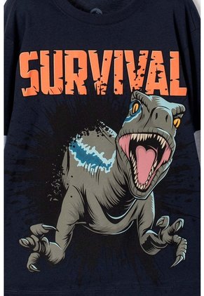 Camiseta De Jurassic World Manga Larga Azul Para Niño 6