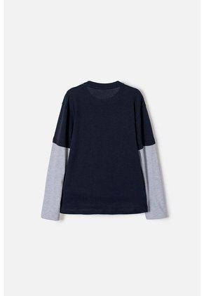 Camiseta De Jurassic World Manga Larga Azul Para Niño 6