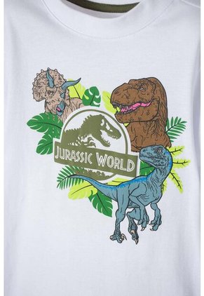 Camiseta De Jurassic World Blanca Manga Corta Para Niño 2T A 5T 2T