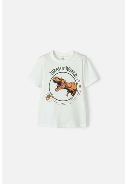 Camiseta De Jurassic World Manga Corta Marfil Para Niño 2T A 5T 3T
