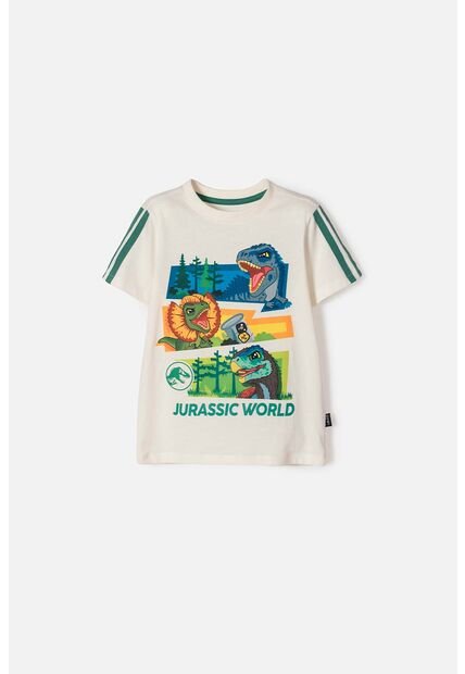 Camiseta De Jurassic World Manga Corta Marfil Para Niño 2T A 6T 2T