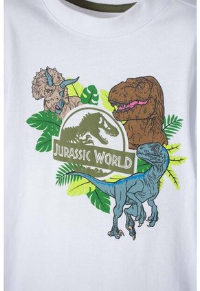 Camiseta De Jurassic World Blanca Manga Corta Para Niño 2T A 5T 5T