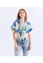 Blusa Para Mujer Estampada Con Tiras Para Anudar Unser de Unser