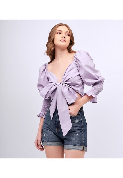 Blusa Para Mujer Corta Con Tiras Para Anudar Unser