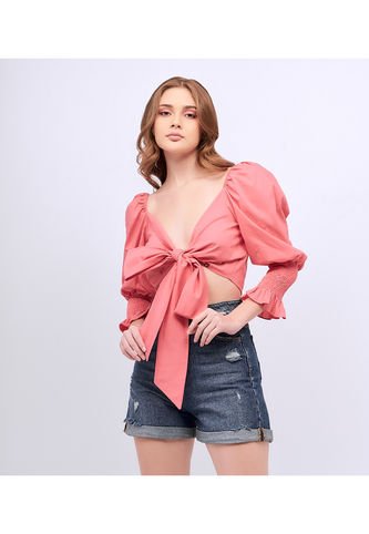 Blusa Para Mujer Corta Con Tiras Para Anudar Unser Unser