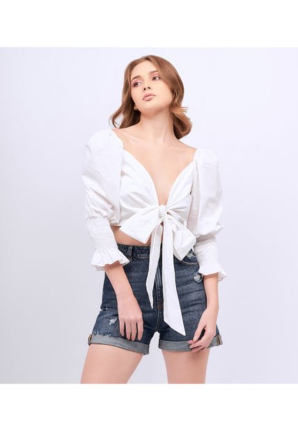 Blusa Para Mujer Corta Con Tiras Para Anudar Unser