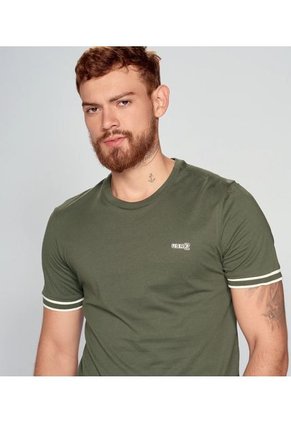 Camiseta Para Hombre Molderia Slim Con Puños Tejidos Combinados Unser