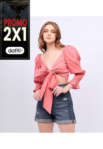 Blusa Para Mujer Corta Con Tiras Para Anudar Unser Unser