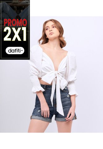 Blusa Para Mujer Corta Con Tiras Para Anudar Unser Unser