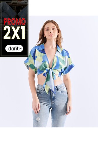 Blusa Para Mujer Estampada Con Tiras Para Anudar Unser Unser