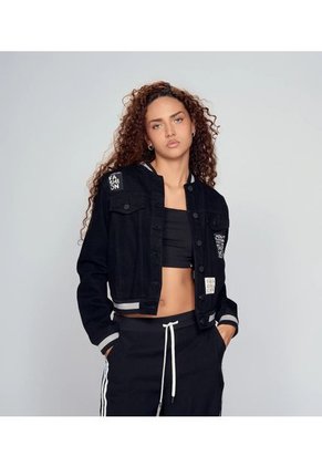 Chaqueta En Indigo Con Parches Para Mujer Unser