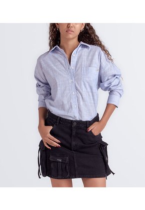 Camisa Manga Larga Oversize Con Cuello Y Bolsillo Unser