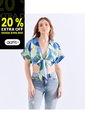 Blusa Para Mujer Estampada Con Tiras Para Anudar Unser de Unser