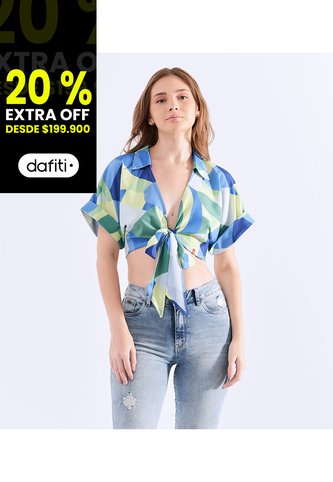 Blusa Para Mujer Estampada Con Tiras Para Anudar Unser Unser