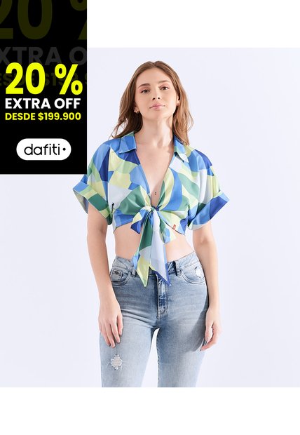 Blusa Para Mujer Estampada Con Tiras Para Anudar Unser