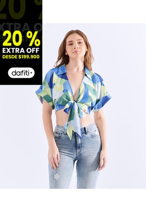 Blusa Para Mujer Estampada Con Tiras Para Anudar Unser