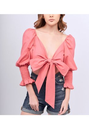 Blusa Para Mujer Corta Con Tiras Para Anudar Unser