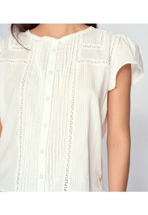 Blusa Unicolor Con Encaje Y Alforzas Unser