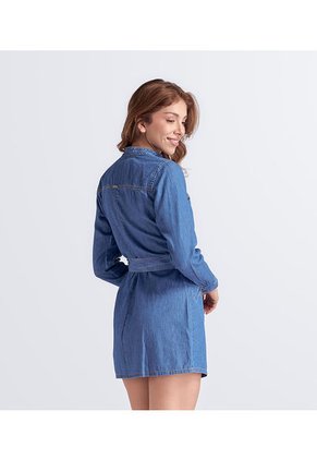 Vestido Para Mujer En Indigo Con Cremallera En Delantero Y Cinturon Unser