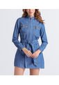 Vestido Para Mujer En Indigo Con Cremallera En Delantero Y Cinturon Unser de Unser