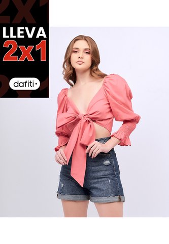 Blusa Para Mujer Corta Con Tiras Para Anudar Unser Unser