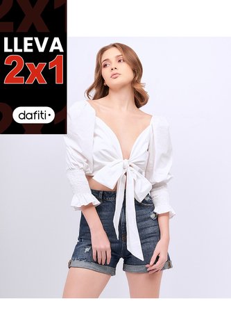 Blusa Para Mujer Corta Con Tiras Para Anudar Unser Unser