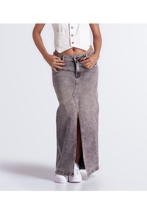 Falda Larga Linea A Con Proceso Y Bolsillos Unser