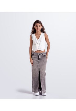 Falda Larga Linea A Con Proceso Y Bolsillos Unser