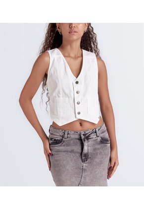 Blusa Tipo Chaleco Con Botones Y Bolsillos Unser